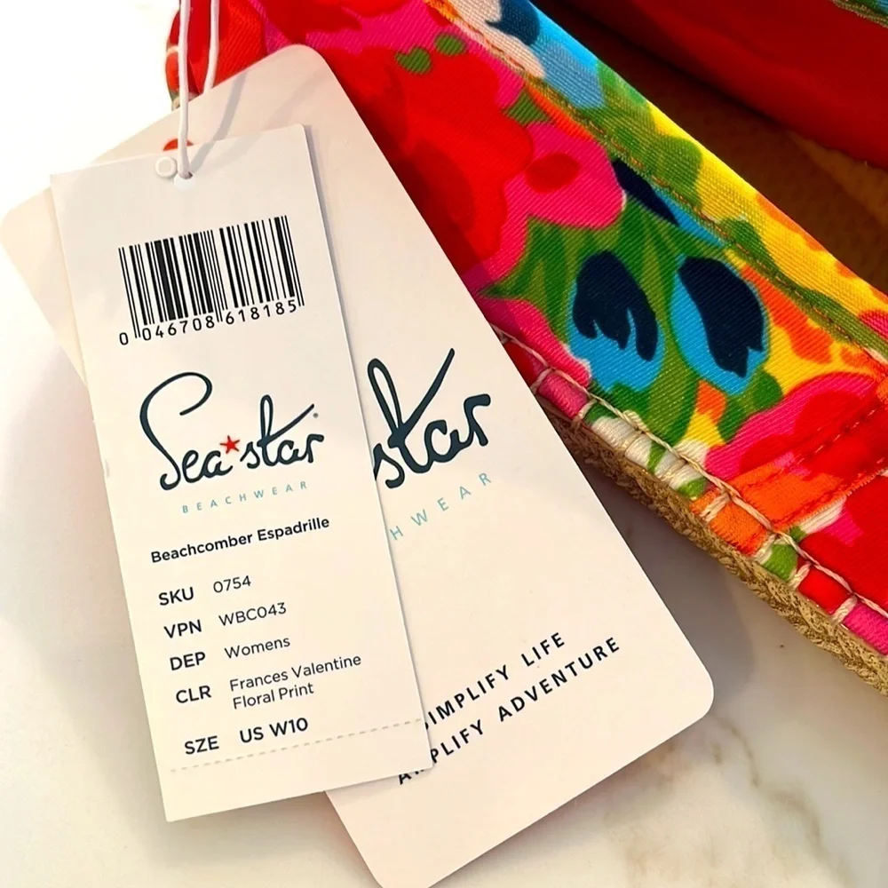 Sea Star Beachwear Floral Beachcomber Espadrille Water Shoe NEW